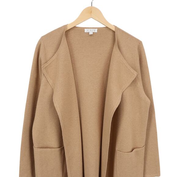 J.Crew Juliette Merino Wool Blend Collarless Sweater-Blazer In Camel Size Large - Picture 6 of 9